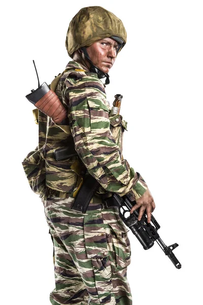 Homem Uniforme Está Conformidade Com Forças Especiais Exército Russo Omon — Fotografia de Stock