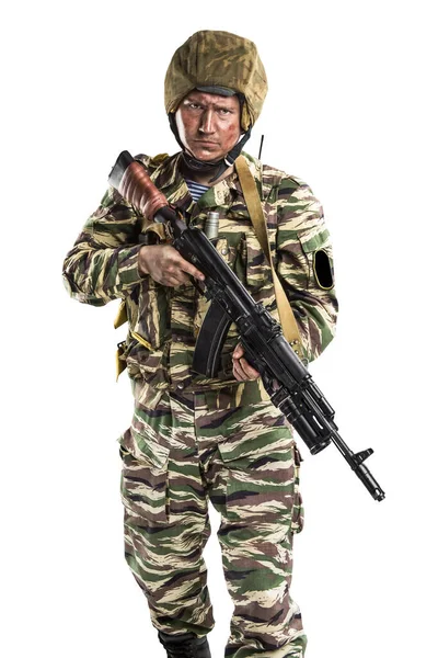 Man Uniform Overeenstemming Met Russische Leger Special Forces Omon Oorlog — Stockfoto