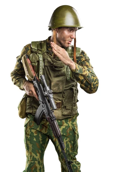 Mann Uniform Entspricht Russischen Spezialeinheiten Omon Tschetschenien Krieg — Stockfoto