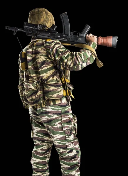 Man Uniform Overeenstemming Met Russische Leger Special Forces Omon Oorlog — Stockfoto