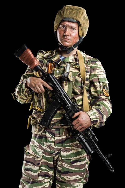 Man Uniform Overeenstemming Met Russische Leger Special Forces Omon Oorlog — Stockfoto