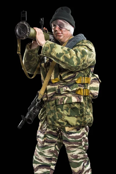 Мужчина Форме Соответствует Российским Спецназовцам Омон Войне Чечне — стоковое фото