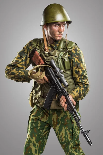 Man Uniform Overeenstemming Met Russische Leger Special Forces Omon Oorlog — Stockfoto