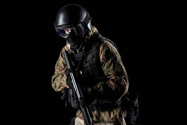 Soldato Con Fucile Assalto Uniforme Conforme Servizi Speciali Fsb Della — Foto Stock