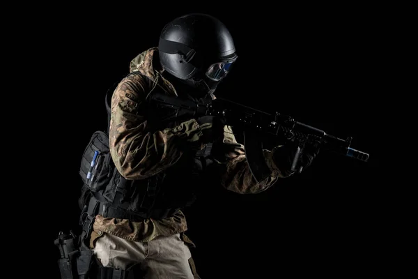 Soldat Tenant Fusil Assaut Uniforme Conforme Aux Services Spéciaux Fsb — Photo