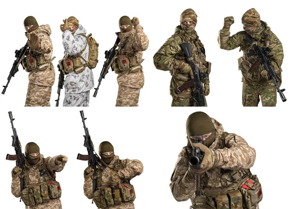 Soldat Tenant Fusil Assaut Uniforme Conforme Sous Unité Des Forces — Photo