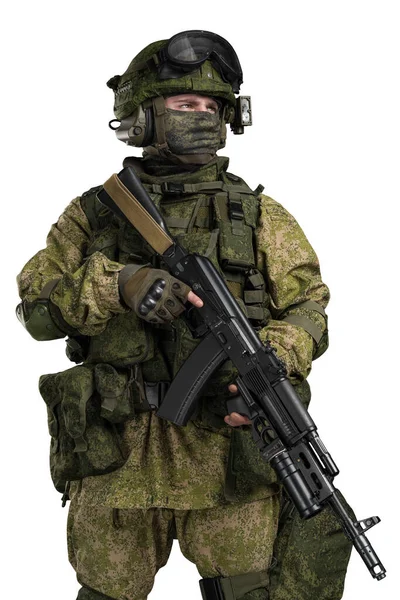 Männchen Russischer Mechanisierter Infanterie Uniform Isoliert Mit Clipping Pfad Auf — Stockfoto