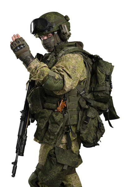 러시아 기계화 군복을 바탕에 갈라진 고립되어 — 스톡 사진
