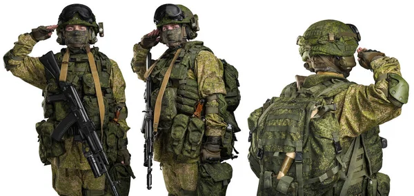 Set Van Mannelijke Russische Gemechaniseerde Infanterie Uniform Geïsoleerd Met Clipping — Stockfoto