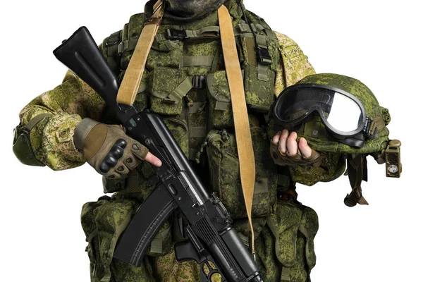 Чоловік Російській Механізованій Піхотній Формі Ізольований Обрізаним Шляхом Білому Тлі — стокове фото