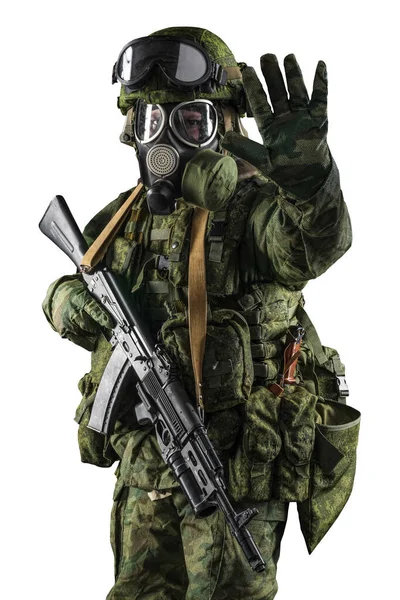 Männchen Russischer Mechanisierter Infanterie Uniform Isoliert Mit Clipping Pfad Auf — Stockfoto