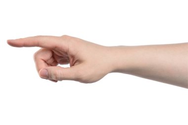 Erkek el parmağı, beyaz arka planda kırpma yolu ile izole edilmiş.