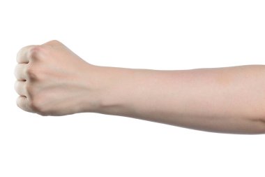 Erkek el işareti, beyaz arka planda kırpma yolu ile izole