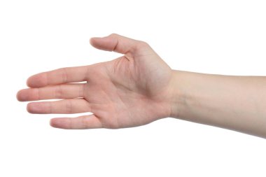Erkek el işareti, beyaz arka planda kırpma yolu ile izole