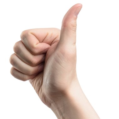 Erkek el işareti, beyaz arka planda kırpma yolu ile izole