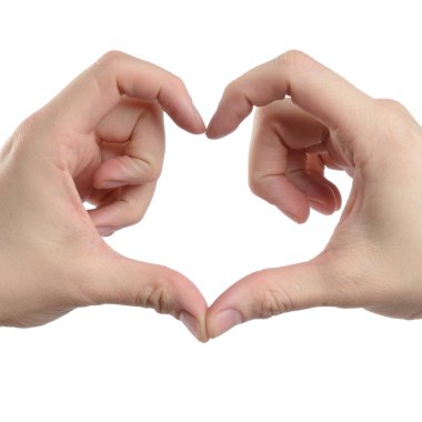 Erkek el işareti, beyaz arka planda kırpma yolu ile izole