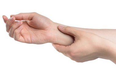 Erkek el taraması nabız, beyaz arkaplanda kırpma yolu ile izole