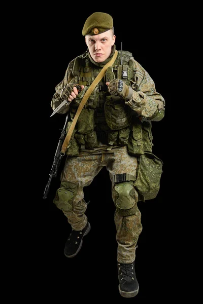 Man Ryska Officer Mekaniskt Infanteri Uniform Isolerad Med Klippning Väg — Stockfoto