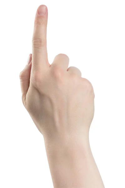 Male Hand Point Finger Isolated Clipping Path White Background — Stock Photo, Image