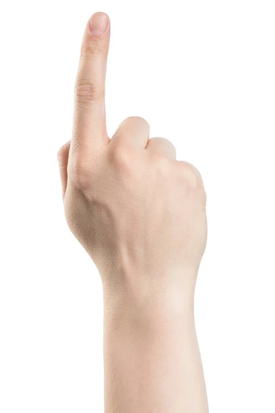 Male Hand Point Finger Isolated Clipping Path White Background — Stock Photo, Image