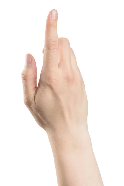 Male Hand Point Finger Isolated Clipping Path White Background — Stock Photo, Image