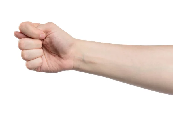 Мужской Знак Руки Изолированный Вырезанием Пути Белом Фоне — стоковое фото