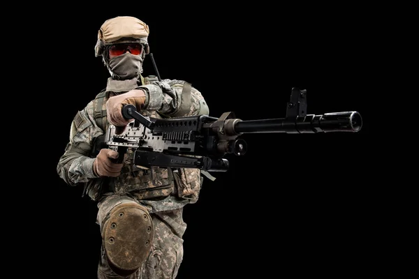 Muž Uniformě Amerického Vojáka Vlajka Usa Rameni Zastřelen Studiu Izolováno — Stock fotografie