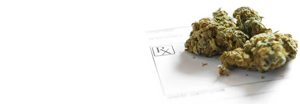 Maconha Medicinal Médicos Prescrição Cannabis Imagem Panorâmica — Fotografia de Stock
