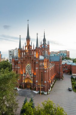 MOSCOW, Rusya - 12 Temmuz 2016: Kutsal Bakire Meryem 'in Kusursuz Gebeliğinin Katedrali