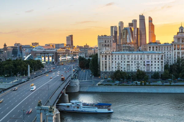 Moscow Russia Jule 2016 Night View Borodinsky Bridge Moskva River — Stock Photo, Image