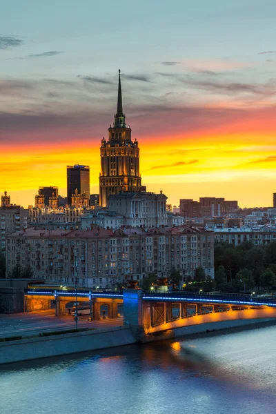 Μόσχα Ρωσία Jule 2016 Night View Borodinsky Bridge Moskva River — Φωτογραφία Αρχείου