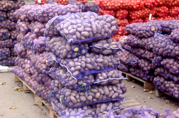 Patates ile birçok mor örgü Çantalar
