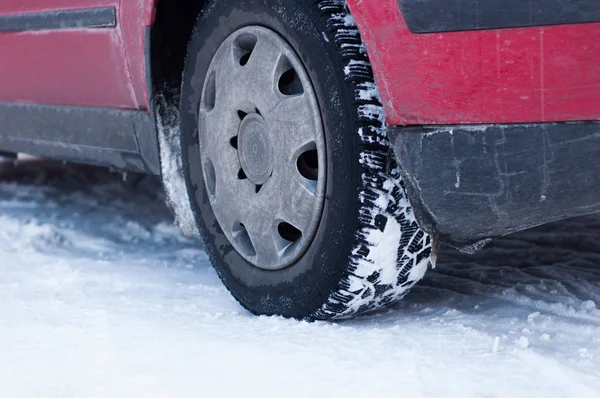 Coche Rueda Trasera Nieve Invierno — Foto de Stock