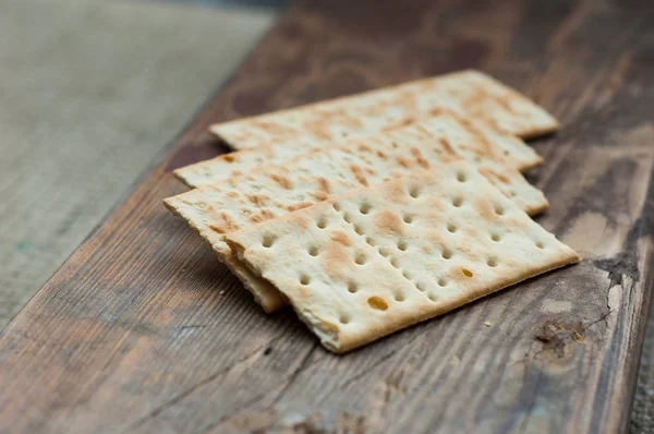 Několik Souborů Cookie Cracker Jednoduché Dřevěné Pozadí — Stock fotografie