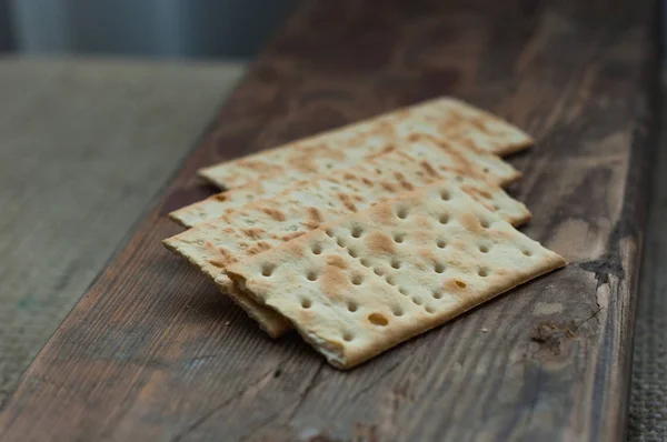 Několik Souborů Cookie Cracker Jednoduché Dřevěné Pozadí — Stock fotografie