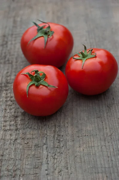 Several Juicy Red Tomatoes Wooden Background — Stock Photo, Image