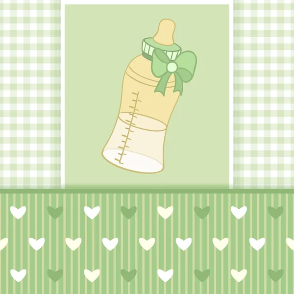 Bebek şişe-01 ile tebrik kartı — Stok Vektör