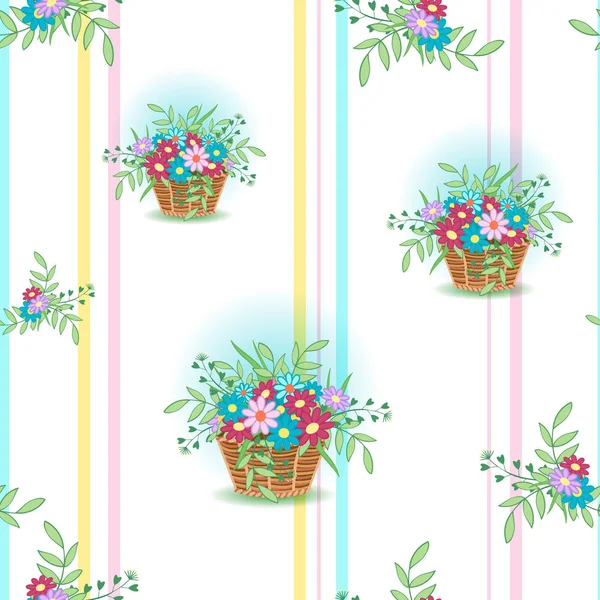 Cesta con flores5-01 — Vector de stock