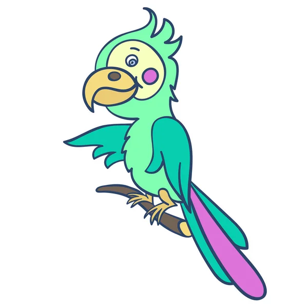 Papegoja på en gren-01 — Stock vektor