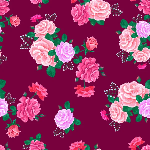 Růže roztomilý vzor bezešvé růžové 7-01 — Stockový vektor