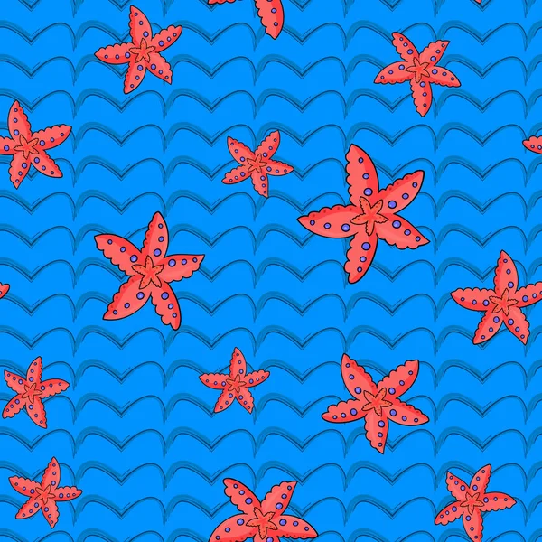 Sea starfish pattern-01 — Stock Vector