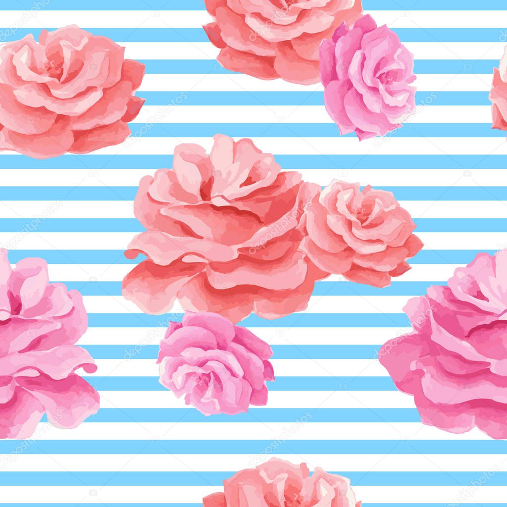 Watercolor Rose pattern-01