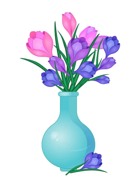 Crocuses virágok vázában-01 — Stock Vector