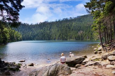 buzul şeytan Gölü (Certovo jezero), Sumava dağ, South Bohemian Region, Çek Cumhuriyeti