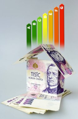 Enerji verimliliği etiketi house için / Isıtma ve para tasarruf - ev yaptım Çek taç Döviz Alım Lirası