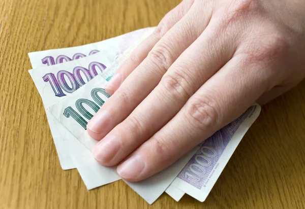 Économie Finances Tchèques Billets Banque Couronne Tchèques Dans Une Enveloppe — Photo