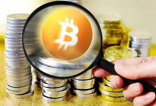 Віртуальні гроші Bitcoin cryptocurrency - Bitcoins прийматися тут — стокове фото
