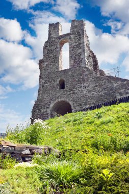 Çek Cumhuriyeti, Potstejn - 4 Mayıs 2016: Ortaçağ Gotik Potstejn kaleden 1259, East Bohemia, Çek Cumhuriyeti, Harabeleri