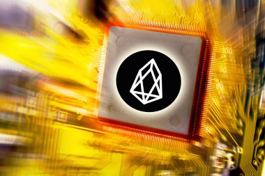 Sanal cryptocurrency ve blockchain - mali para - teknoloji ve internet kurulu araştırma devre ve Eos sikke