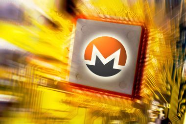 Sanal cryptocurrency ve blockchain - mali para - teknoloji ve internet kurulu araştırma devre ve Monero Xmr sikke